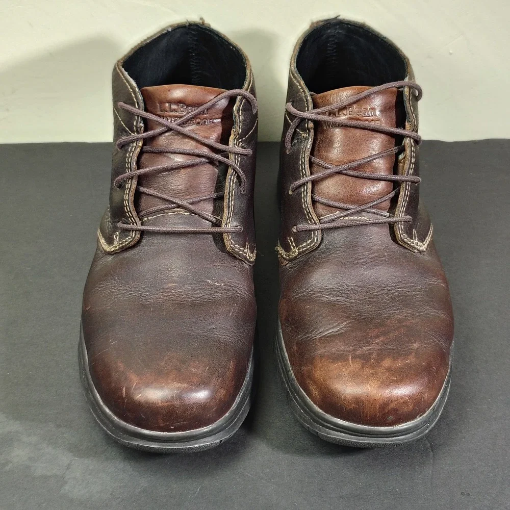 LL Bean Boots Mens 9 Brown Leather Waterproof Chukka 270751 Lace Up Ankle Shoes